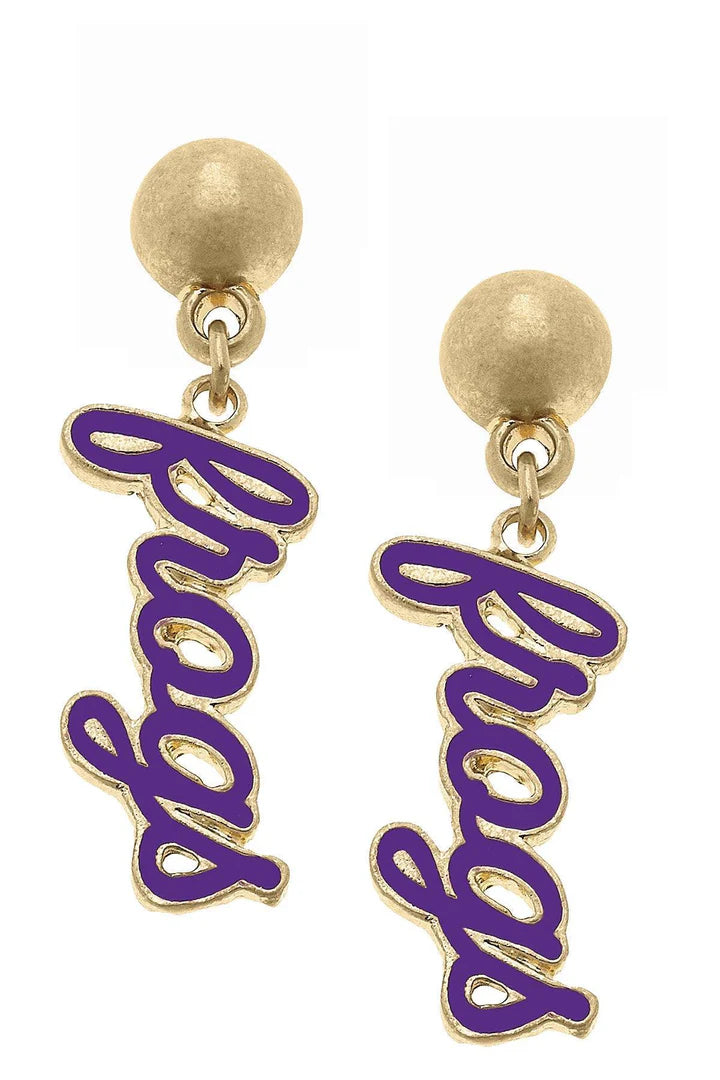 College Enamel Script Earrings