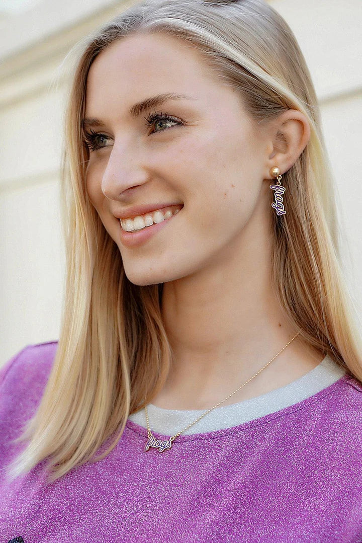 College Enamel Script Earrings