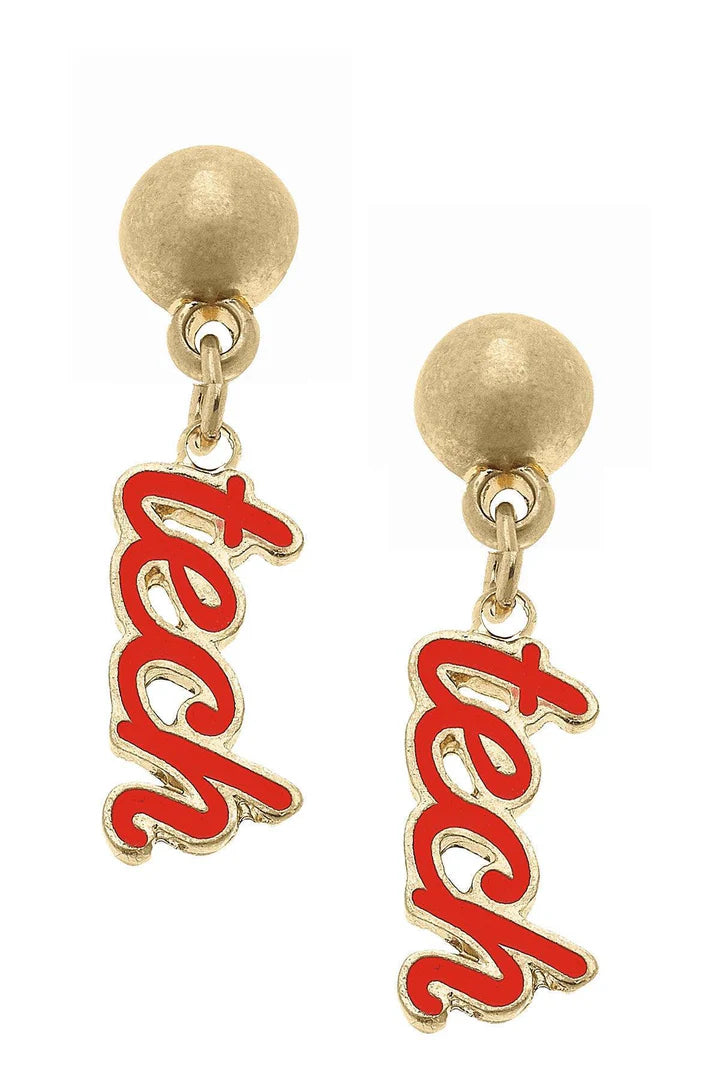 College Enamel Script Earrings