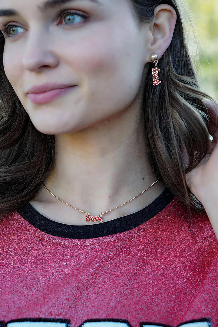 College Enamel Script Earrings