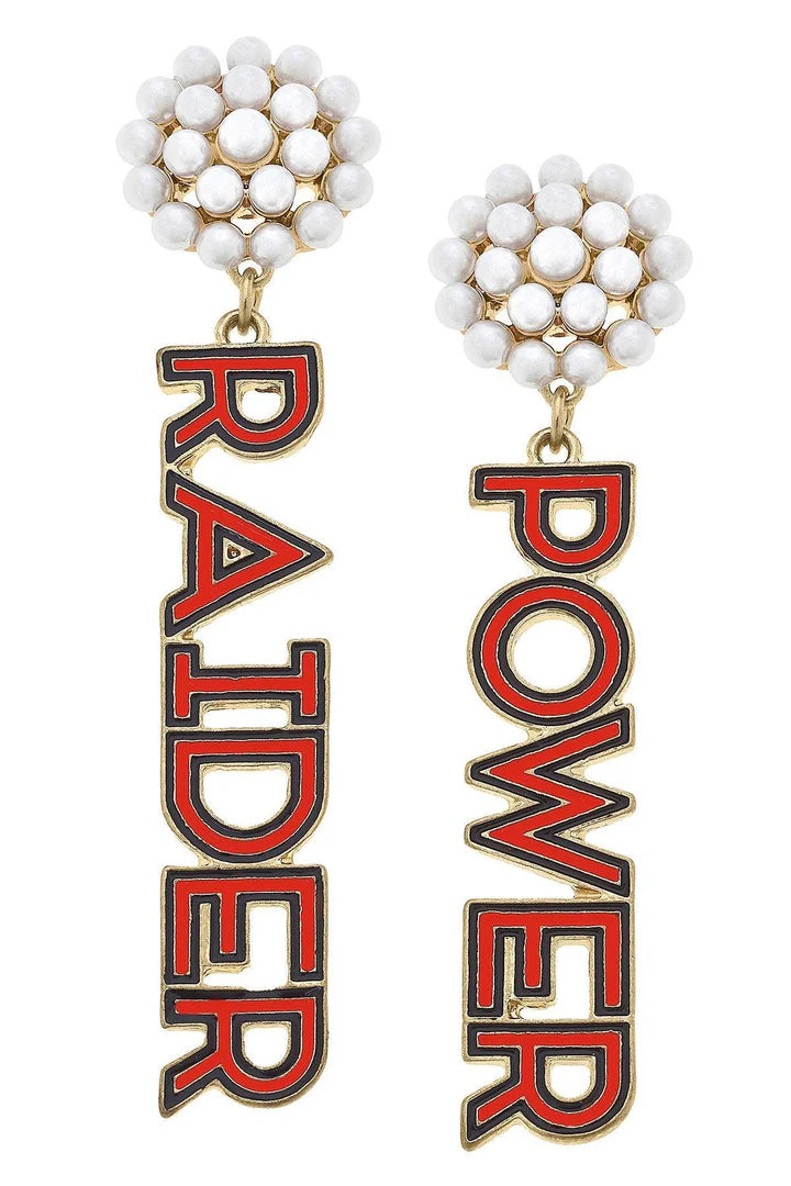College Pearl Cluster Outline Enamel Drop Earrings