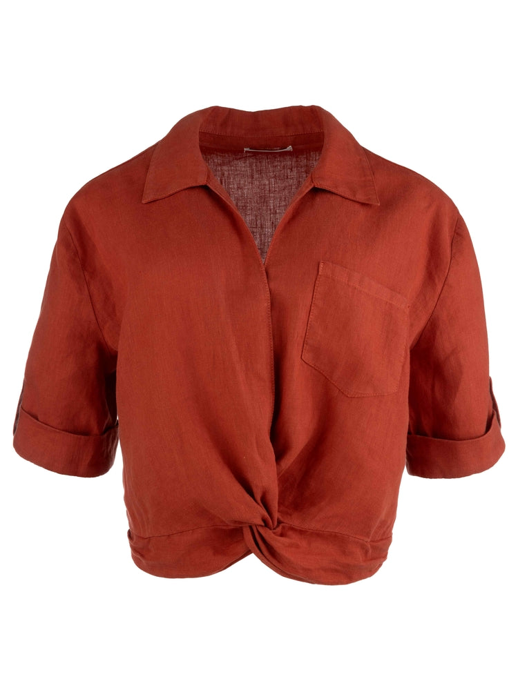 Rebel Front Knot Cuffed Shirt | Kut from the Kloth