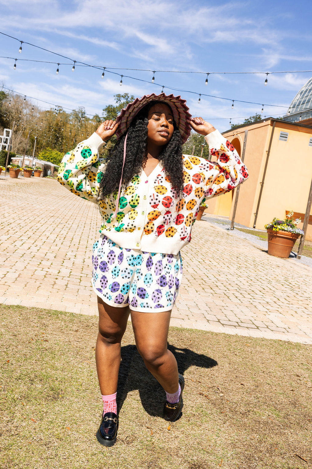 Beige Rainbow Lady Bug Button Up Cardigan | Queen of Sparkles | PLUS SIZE AVAILABLE