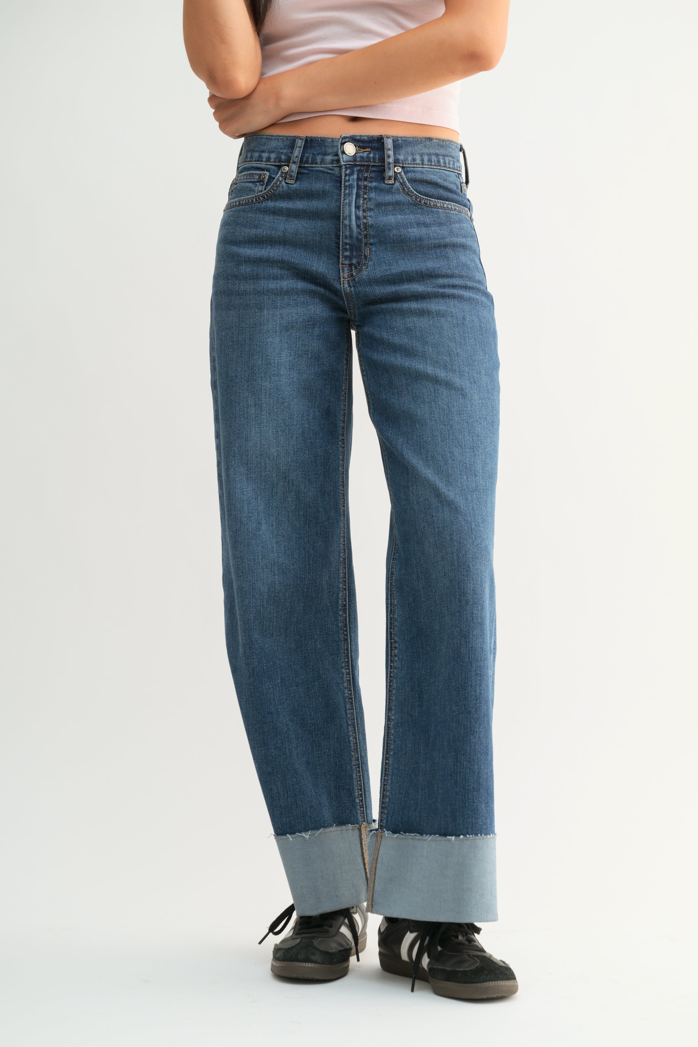 Luna Cuffed Wide Ankle Jeans