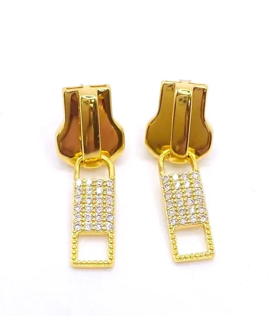 Gold Zipper Studs | Allison Avery